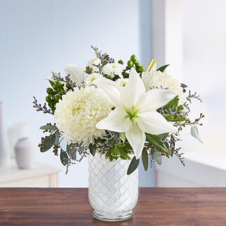 Pure Elegance Bouquet™ in White Mosaic Vase