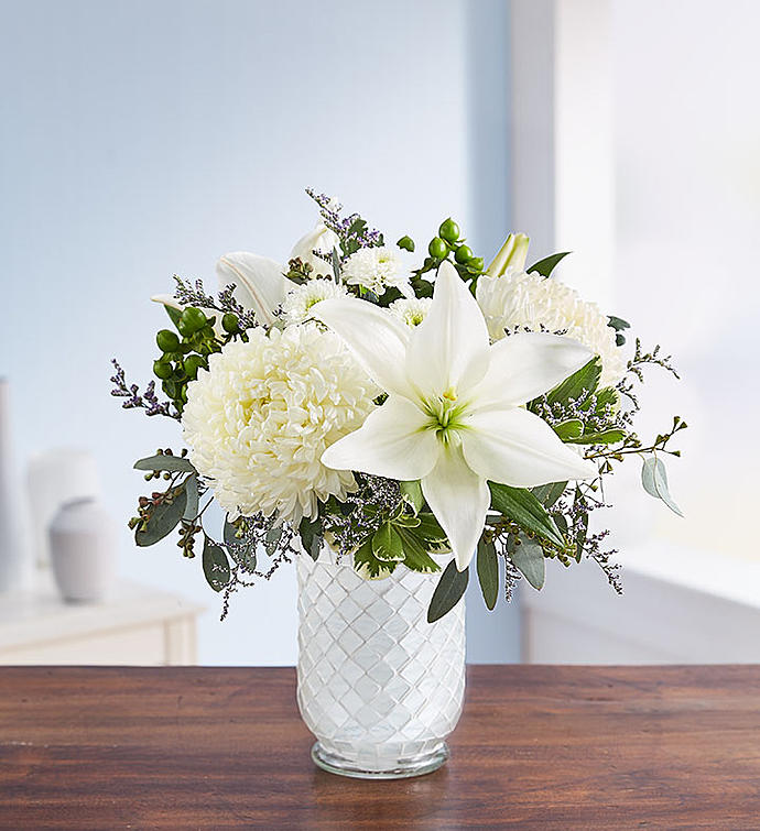 Pure Elegance Bouquet™ in White Mosaic Vase