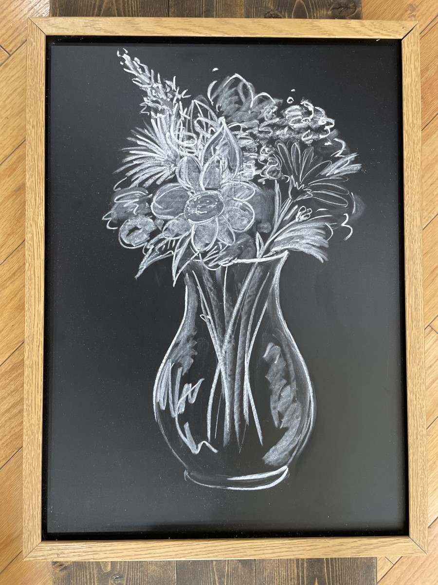hand drawn floral chalk board